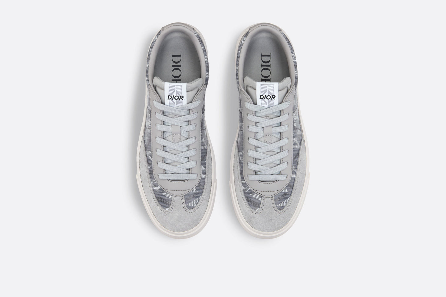 B101 Sneaker • Dior Gray CD Diamond Canvas, Smooth Calfskin and Nubuck