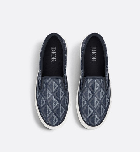 B101 Slip-On Sneaker • Navy Blue CD Diamond Canvas and Smooth Calfskin