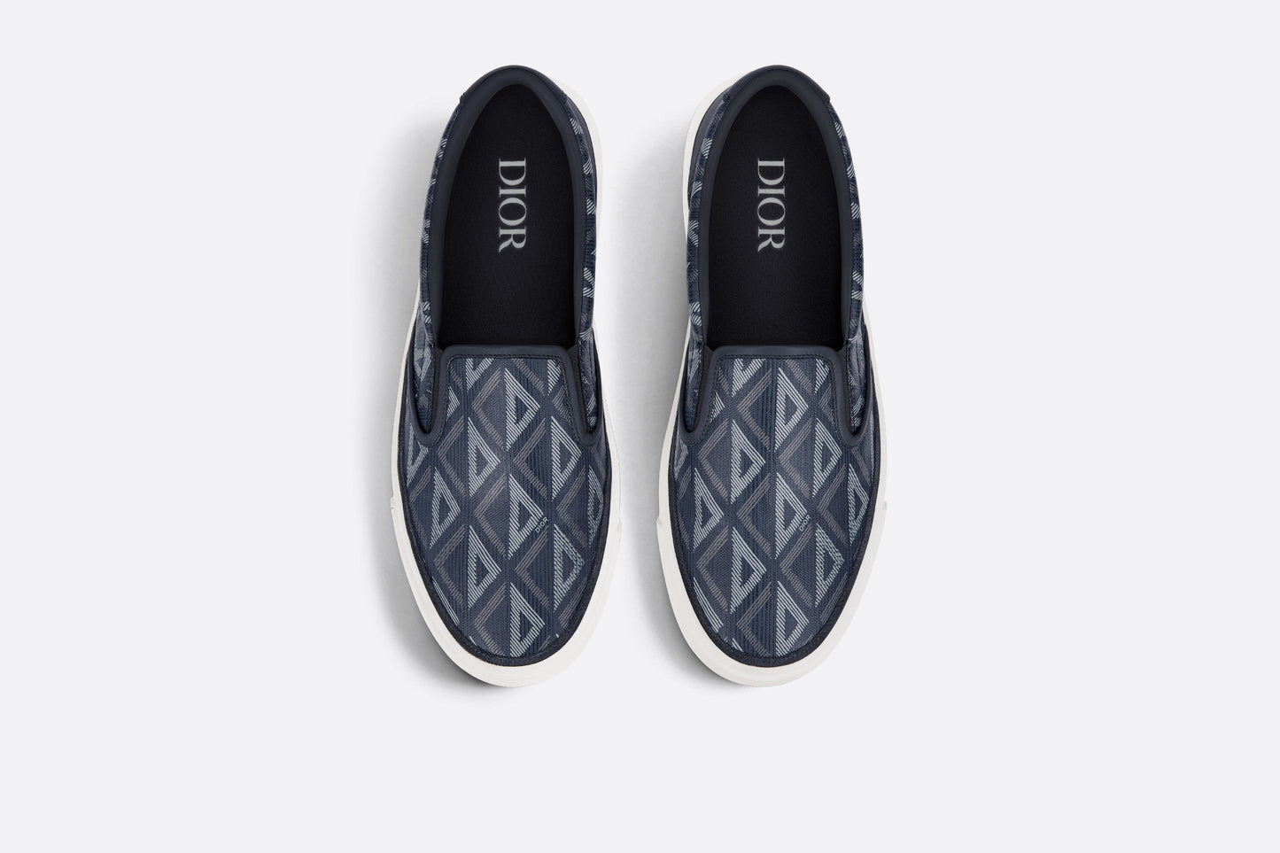 B101 Slip-On Sneaker • Navy Blue CD Diamond Canvas and Smooth Calfskin