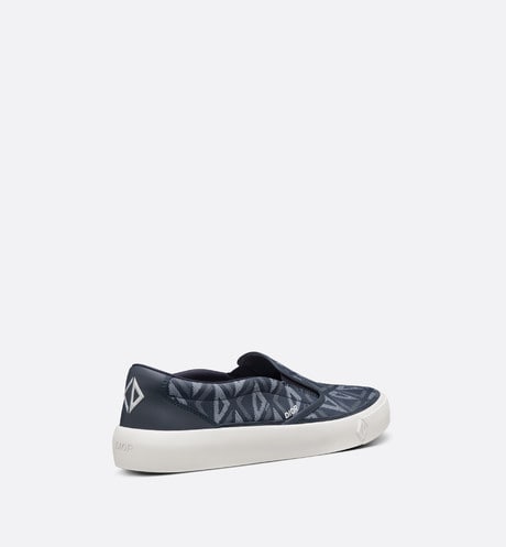 B101 Slip-On Sneaker • Navy Blue CD Diamond Canvas and Smooth Calfskin