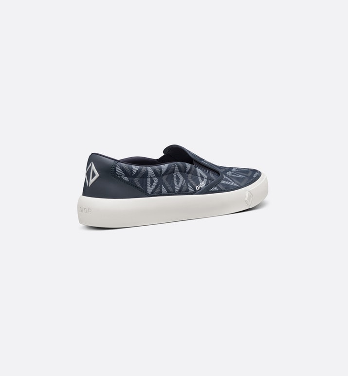 B101 Slip-On Sneaker • Navy Blue CD Diamond Canvas and Smooth Calfskin