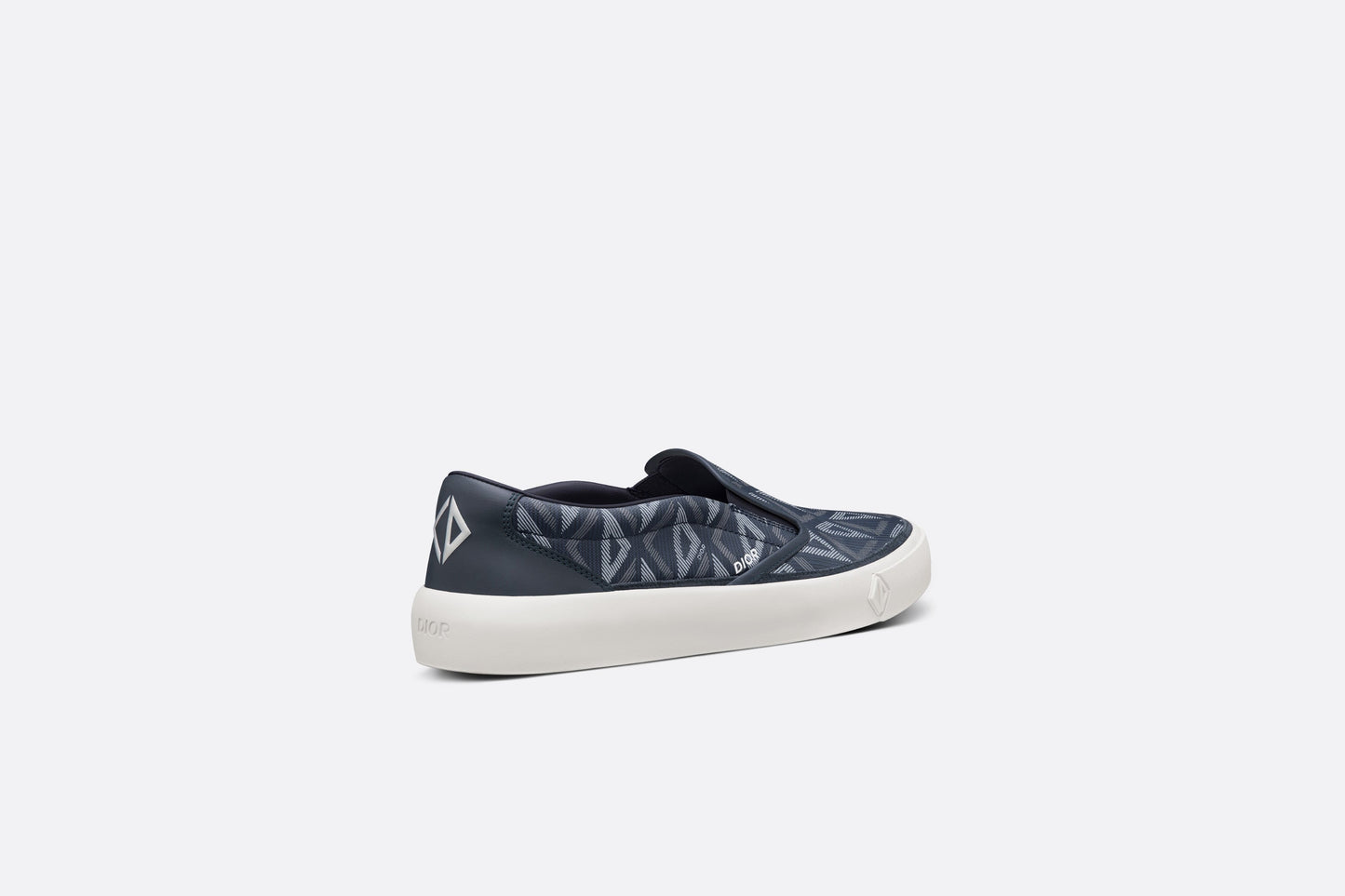 B101 Slip-On Sneaker • Navy Blue CD Diamond Canvas and Smooth Calfskin