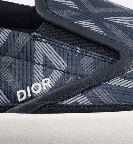 B101 Slip-On Sneaker • Navy Blue CD Diamond Canvas and Smooth Calfskin