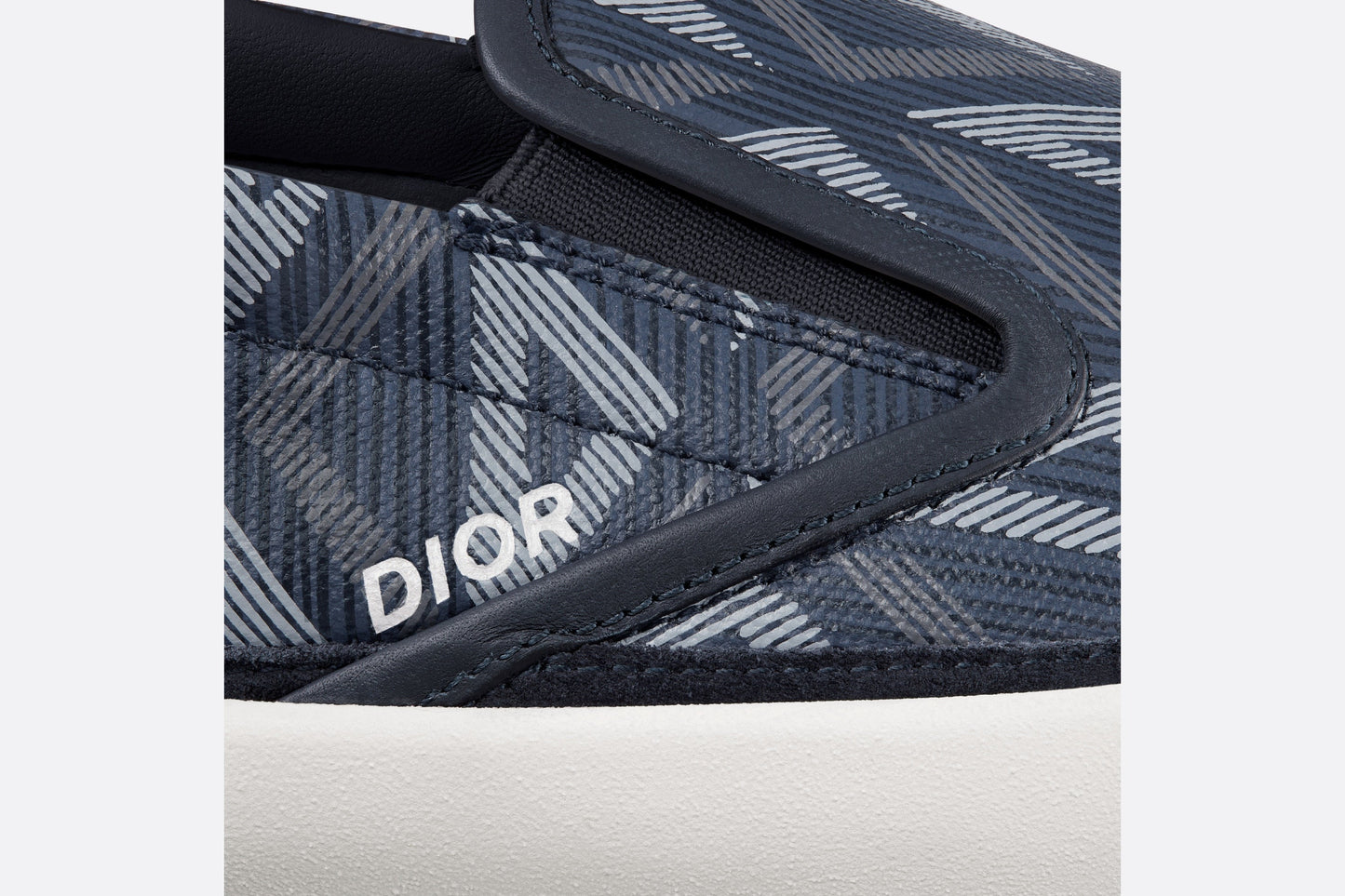 B101 Slip-On Sneaker • Navy Blue CD Diamond Canvas and Smooth Calfskin