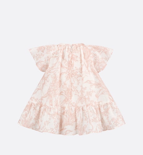 Baby A-Line Dress • Ivory Cotton Voile with Cannage Jacquard and Pink Lily of the Valley Print