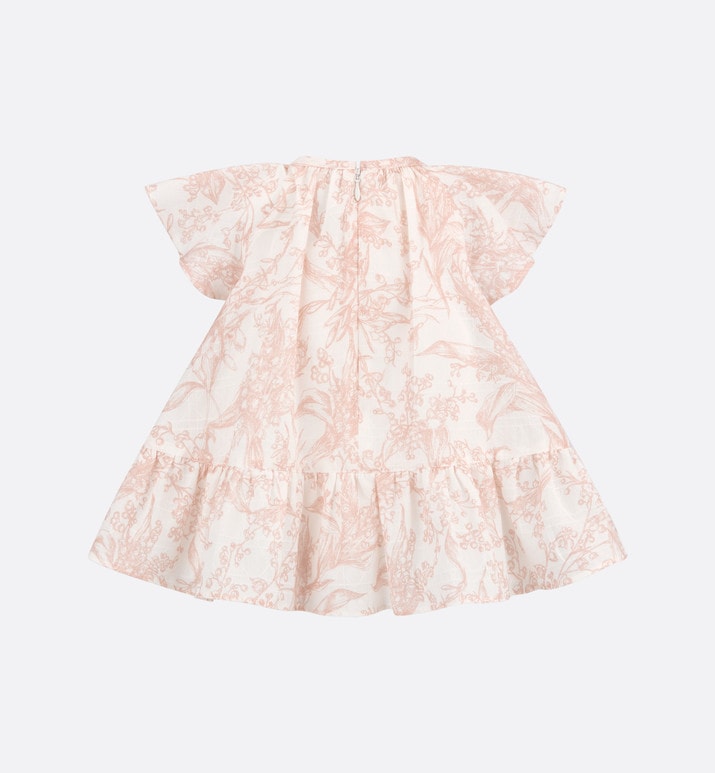 Baby A-Line Dress • Ivory Cotton Voile with Cannage Jacquard and Pink Lily of the Valley Print