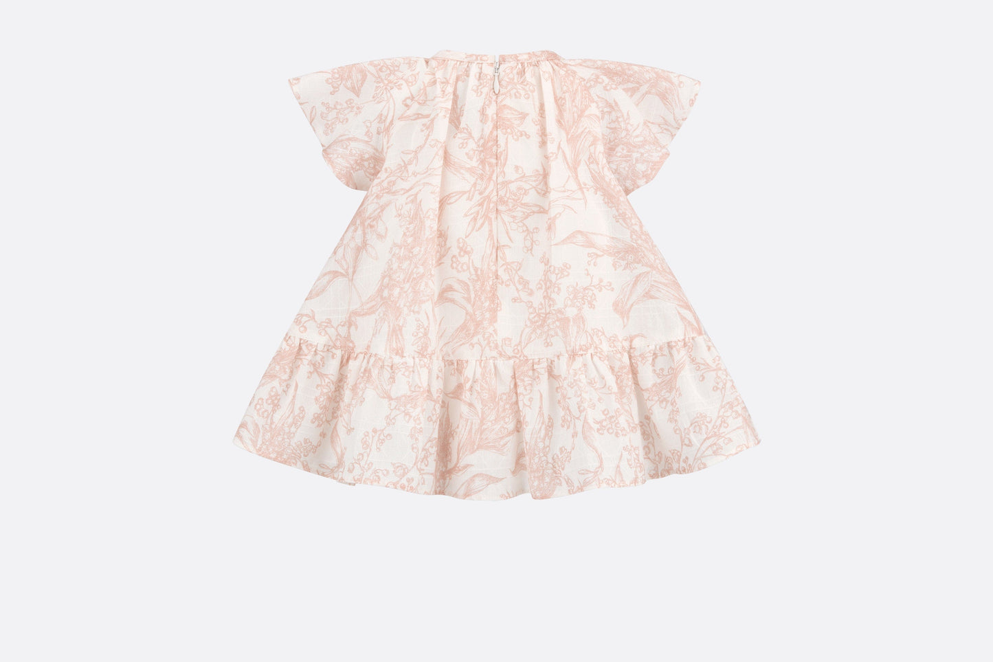 Baby A-Line Dress • Ivory Cotton Voile with Cannage Jacquard and Pink Lily of the Valley Print