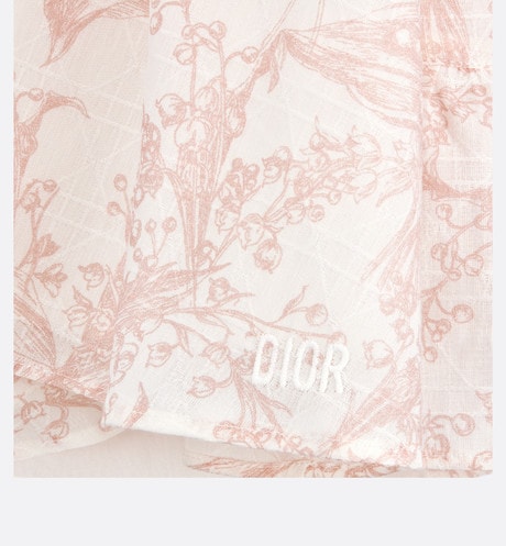 Baby A-Line Dress • Ivory Cotton Voile with Cannage Jacquard and Pink Lily of the Valley Print