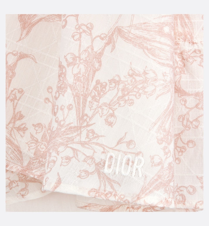 Baby A-Line Dress • Ivory Cotton Voile with Cannage Jacquard and Pink Lily of the Valley Print