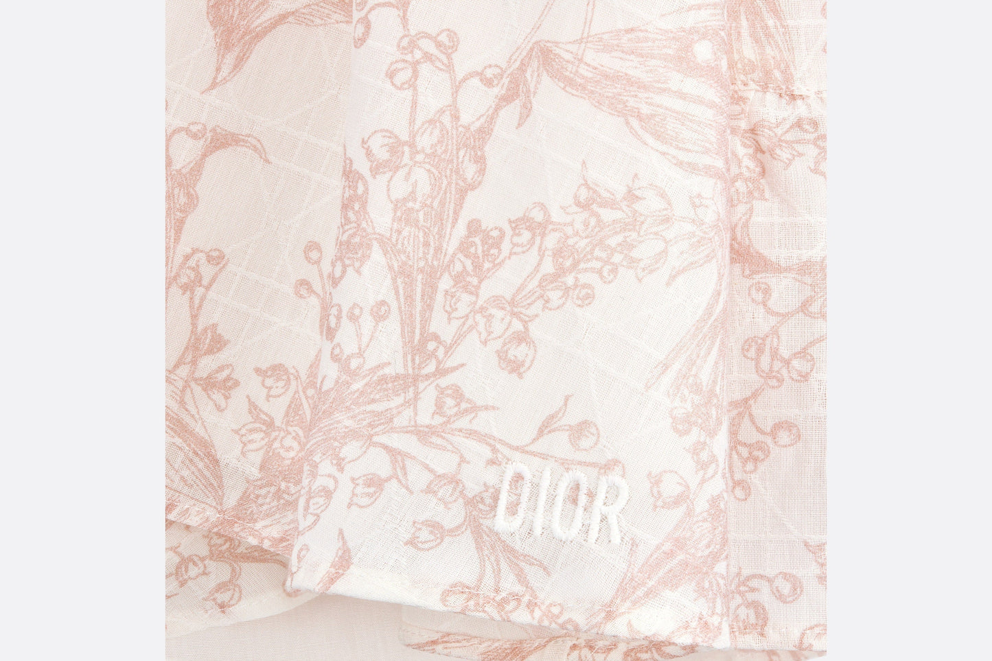 Baby A-Line Dress • Ivory Cotton Voile with Cannage Jacquard and Pink Lily of the Valley Print