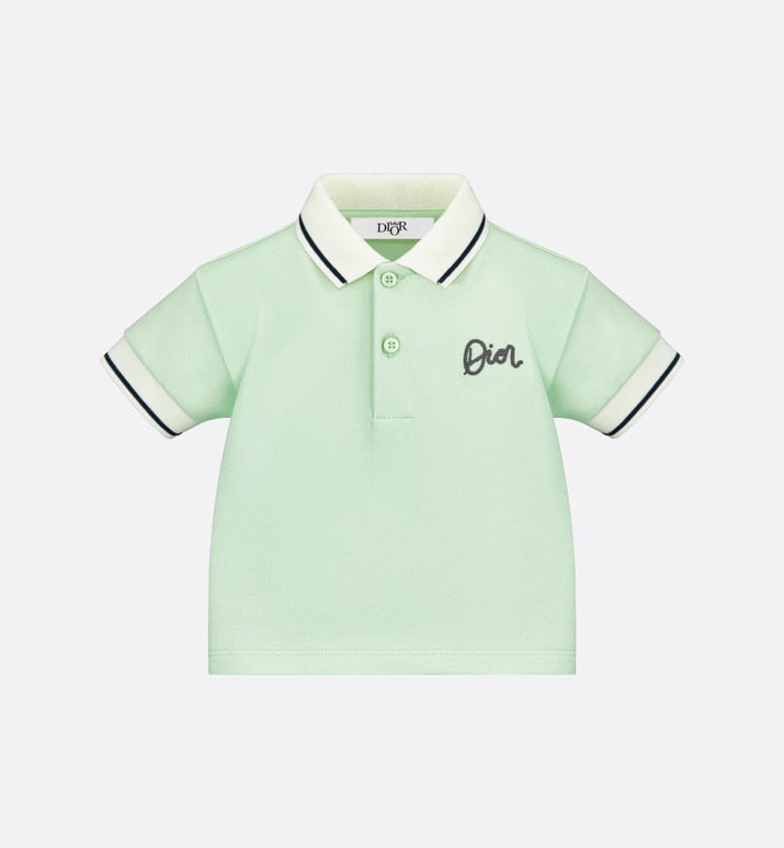 Baby Polo Shirt • Mint Green Cotton Fleece