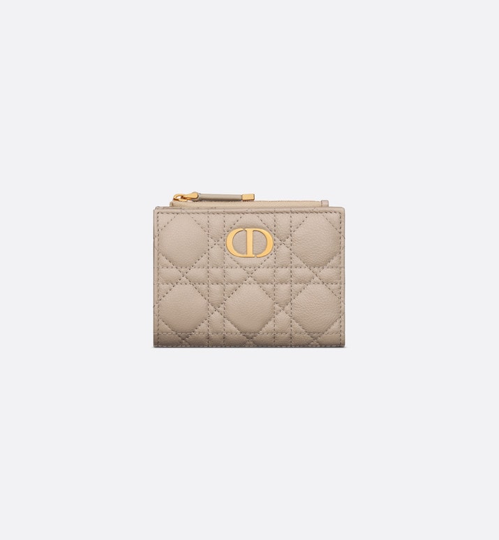 Dior Caro Dahlia Wallet • Sand-Colored Supple Cannage Calfskin