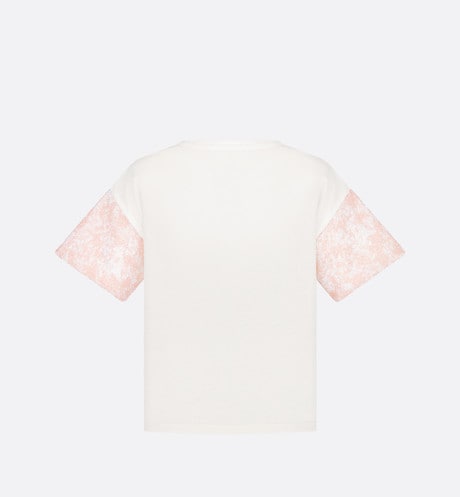 Kid's T-Shirt • Ivory Cotton Jersey and Sequin-Embroidered Tulle with Pink and Ivory Lily of the Valley Print
