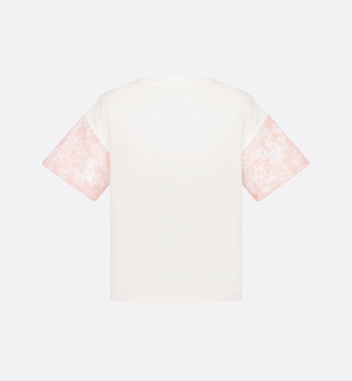 Kid's T-Shirt • Ivory Cotton Jersey and Sequin-Embroidered Tulle with Pink and Ivory Lily of the Valley Print