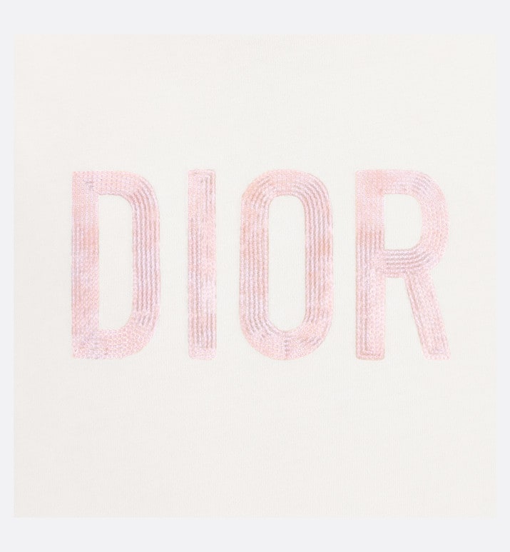 Kid's T-Shirt • Ivory Cotton Jersey and Sequin-Embroidered Tulle with Pink and Ivory Lily of the Valley Print