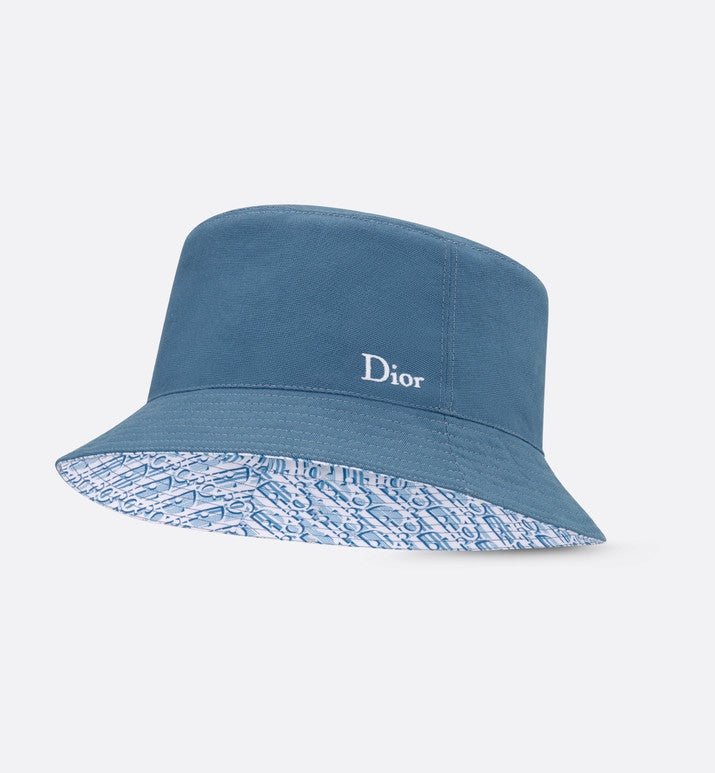 Reversible Dior Oblique Bucket Hat • Blue Cotton Canvas