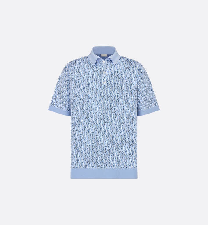Dior Oblique Polo Shirt • Blue Cotton Jacquard