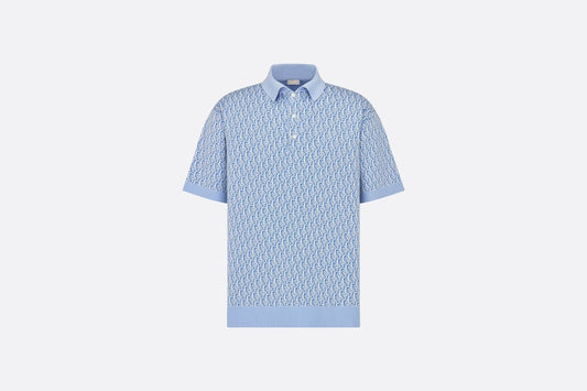 Dior Oblique Polo Shirt • Blue Cotton Jacquard