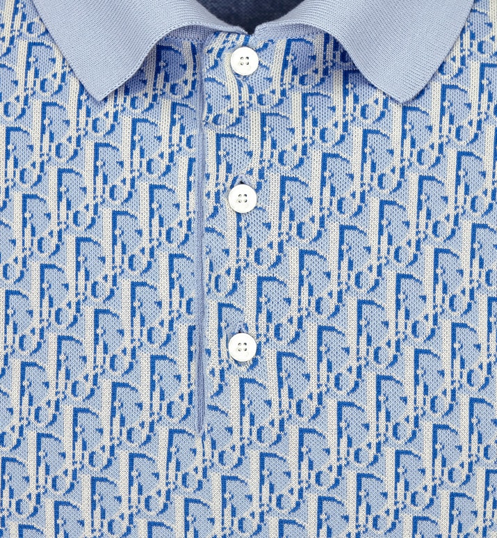 Dior Oblique Polo Shirt • Blue Cotton Jacquard
