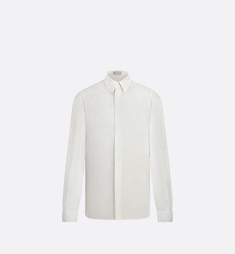 CD Diamond Shirt • White Silk-Blend Jacquard