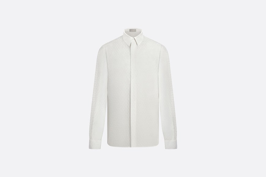 CD Diamond Shirt • White Silk-Blend Jacquard