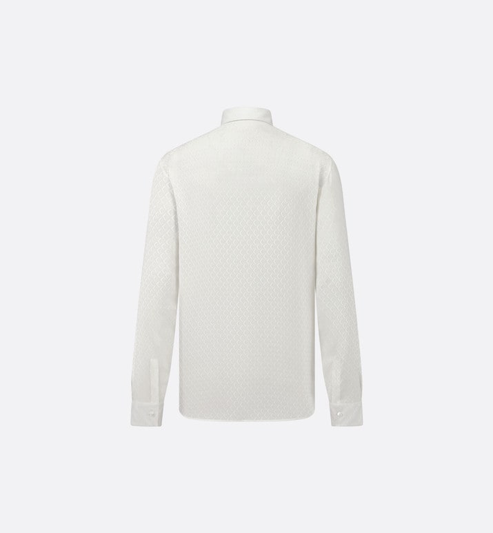 CD Diamond Shirt • White Silk-Blend Jacquard