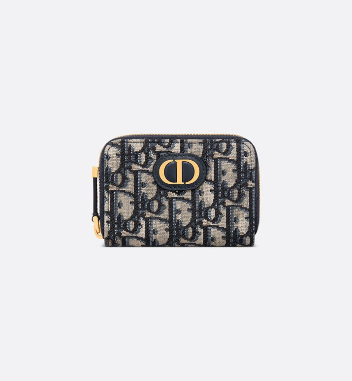 Small 30 Montaigne Voyageur Coin Purse • Blue Dior Oblique Jacquard