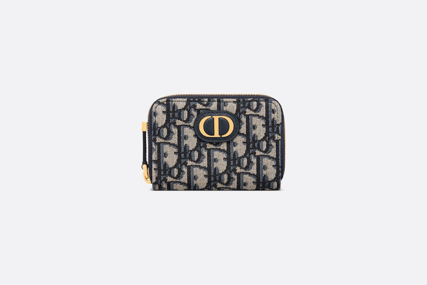 Small 30 Montaigne Voyageur Coin Purse • Blue Dior Oblique Jacquard