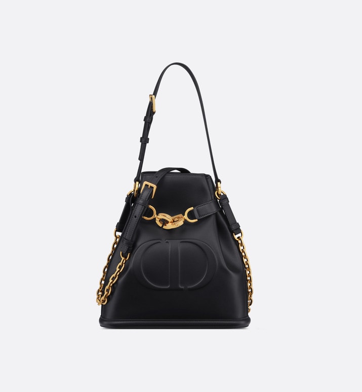 Medium C'est Dior Bag • Black CD-Embossed Calfskin