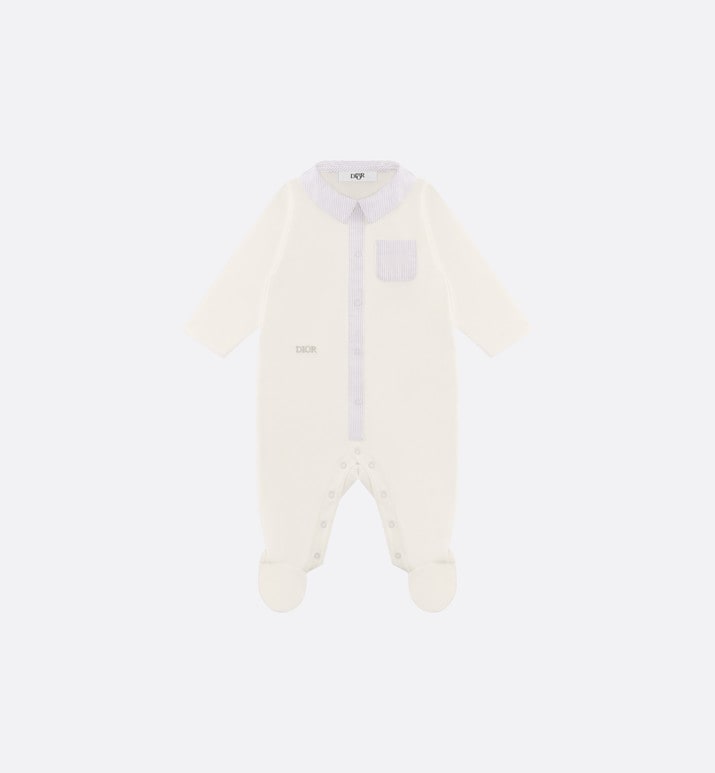 Newborn Gift Set • Ivory Cotton Interlock and Poplin with Gray Stripes