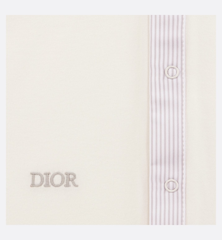 Newborn Gift Set • Ivory Cotton Interlock and Poplin with Gray Stripes