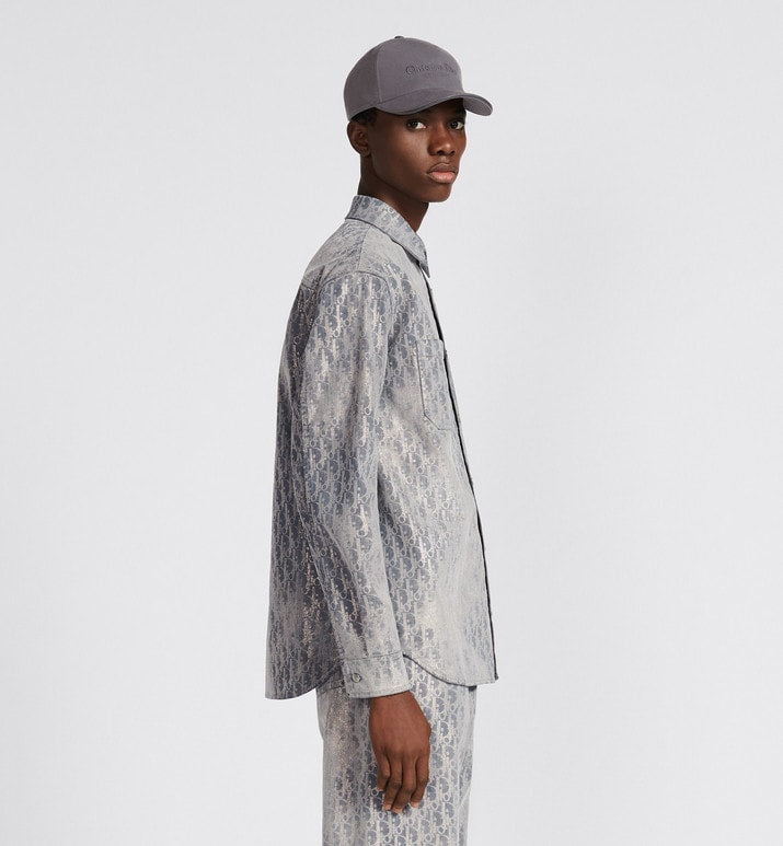 Dior Oblique Overshirt • Gray and Gold-Tone Cotton-Blend Twill