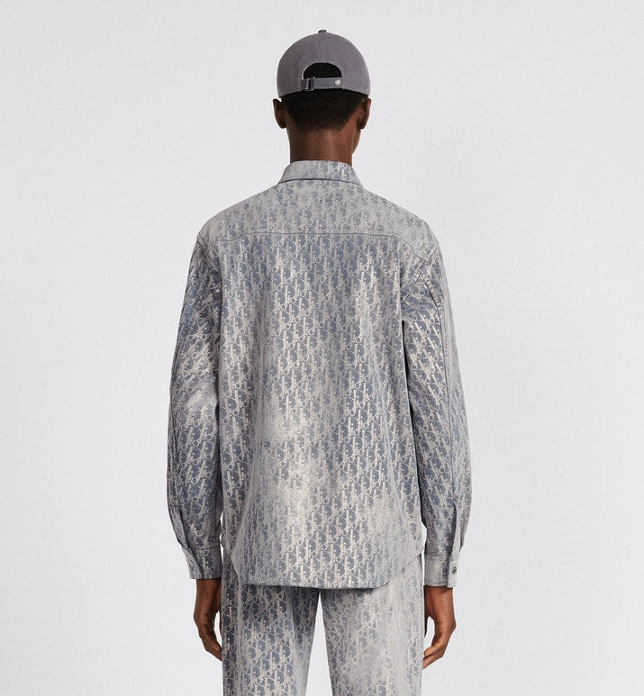 Dior Oblique Overshirt • Gray and Gold-Tone Cotton-Blend Twill