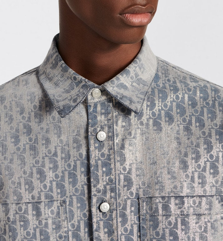 Dior Oblique Overshirt • Gray and Gold-Tone Cotton-Blend Twill