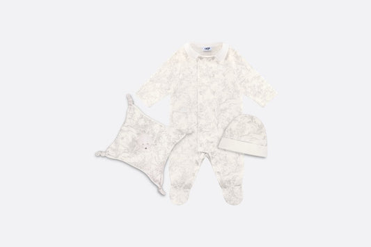 Newborn Gift Set • Ivory Cotton Interlock with Light Gray Lily of the Valley Print