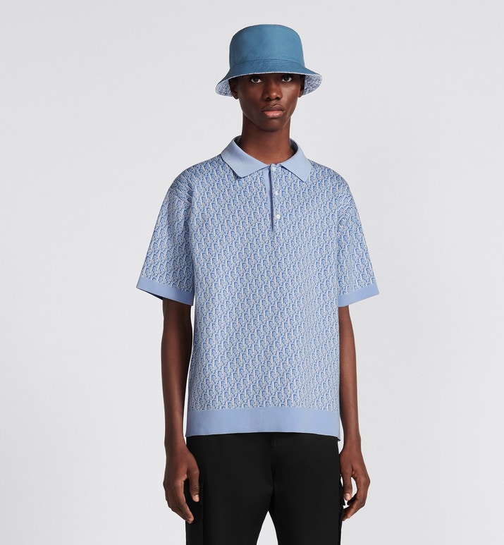 Dior Oblique Polo Shirt • Blue Cotton Jacquard