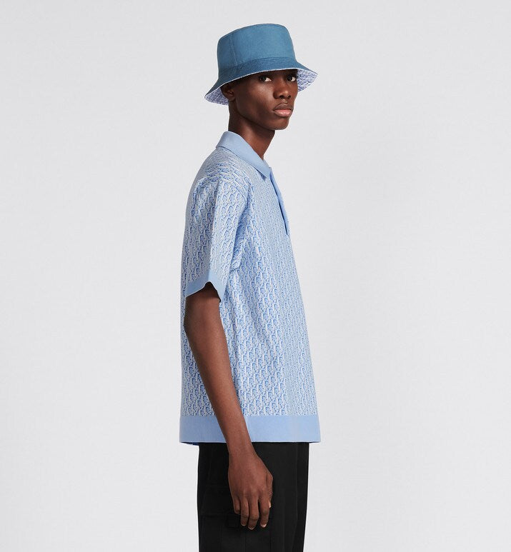 Dior Oblique Polo Shirt • Blue Cotton Jacquard