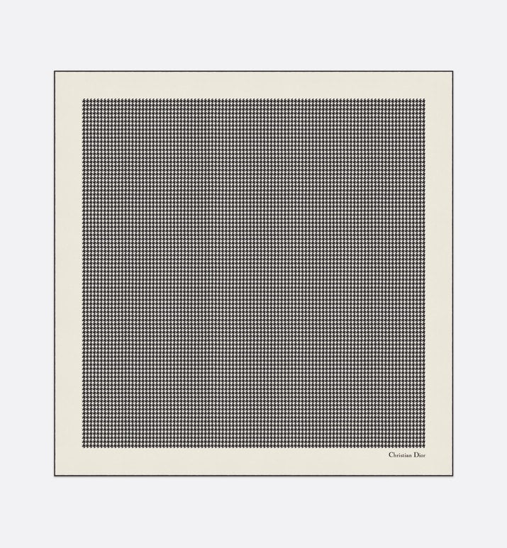 30 Montaigne 90 Square Scarf • Ivory and Black Silk Twill