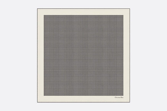 30 Montaigne 90 Square Scarf • Ivory and Black Silk Twill