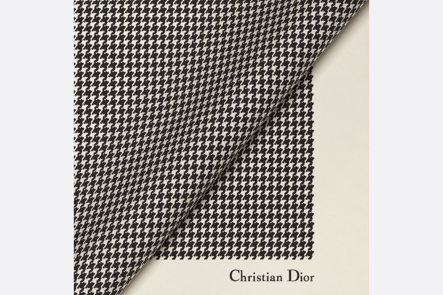 30 Montaigne 90 Square Scarf • Ivory and Black Silk Twill