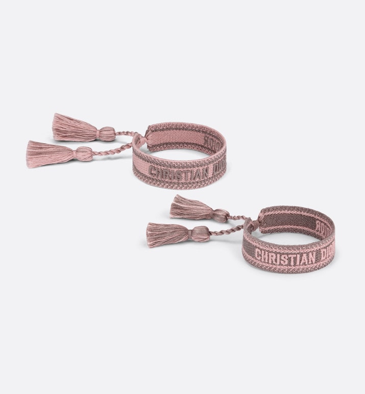 J'Adior Bracelet Set • Pink and Gray Cotton