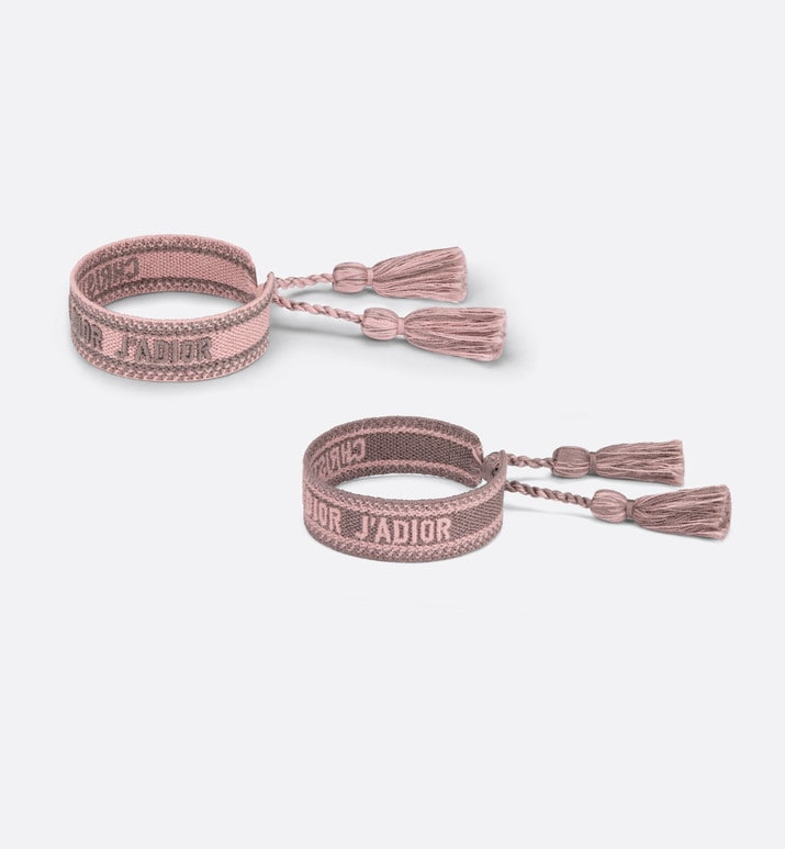 J'Adior Bracelet Set • Pink and Gray Cotton