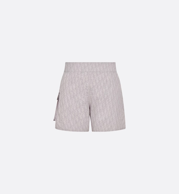 Dior Oblique Swim Shorts • Pearl-Colored Technical Fabric