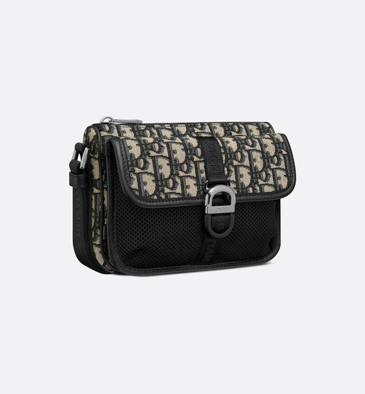 Mini Dior Aqua Bag with Strap • Beige and Black Dior Oblique Jacquard