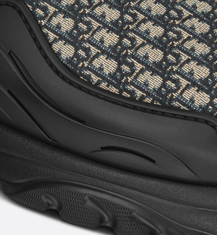 Dior H-Town Sandal • Black Rubber with Beige and Black Dior Oblique Jacquard