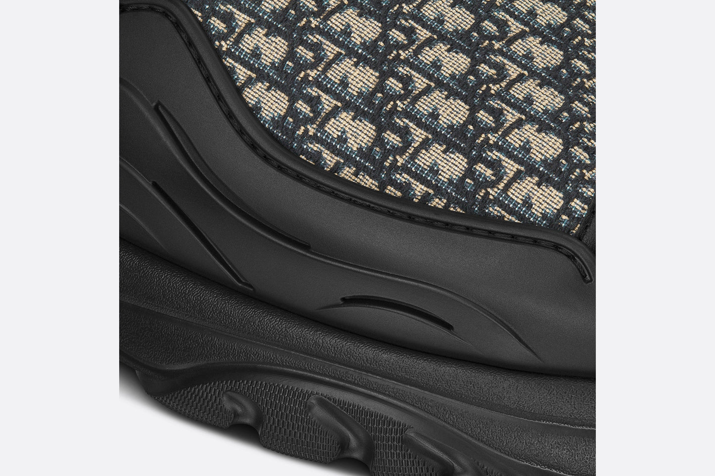 Dior H-Town Sandal • Black Rubber with Beige and Black Dior Oblique Jacquard