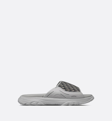 Dior H-Town Sandal • Gray Rubber with Beige and Black Dior Oblique Jacquard