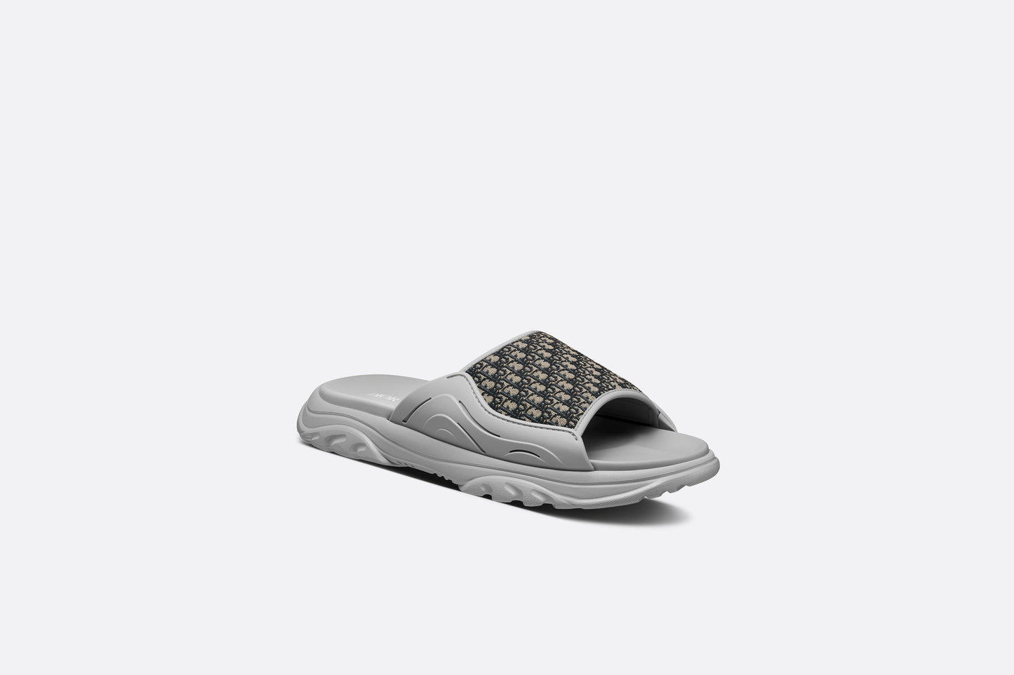 Dior H-Town Sandal • Gray Rubber with Beige and Black Dior Oblique Jacquard