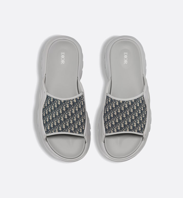 Dior H-Town Sandal • Gray Rubber with Beige and Black Dior Oblique Jacquard