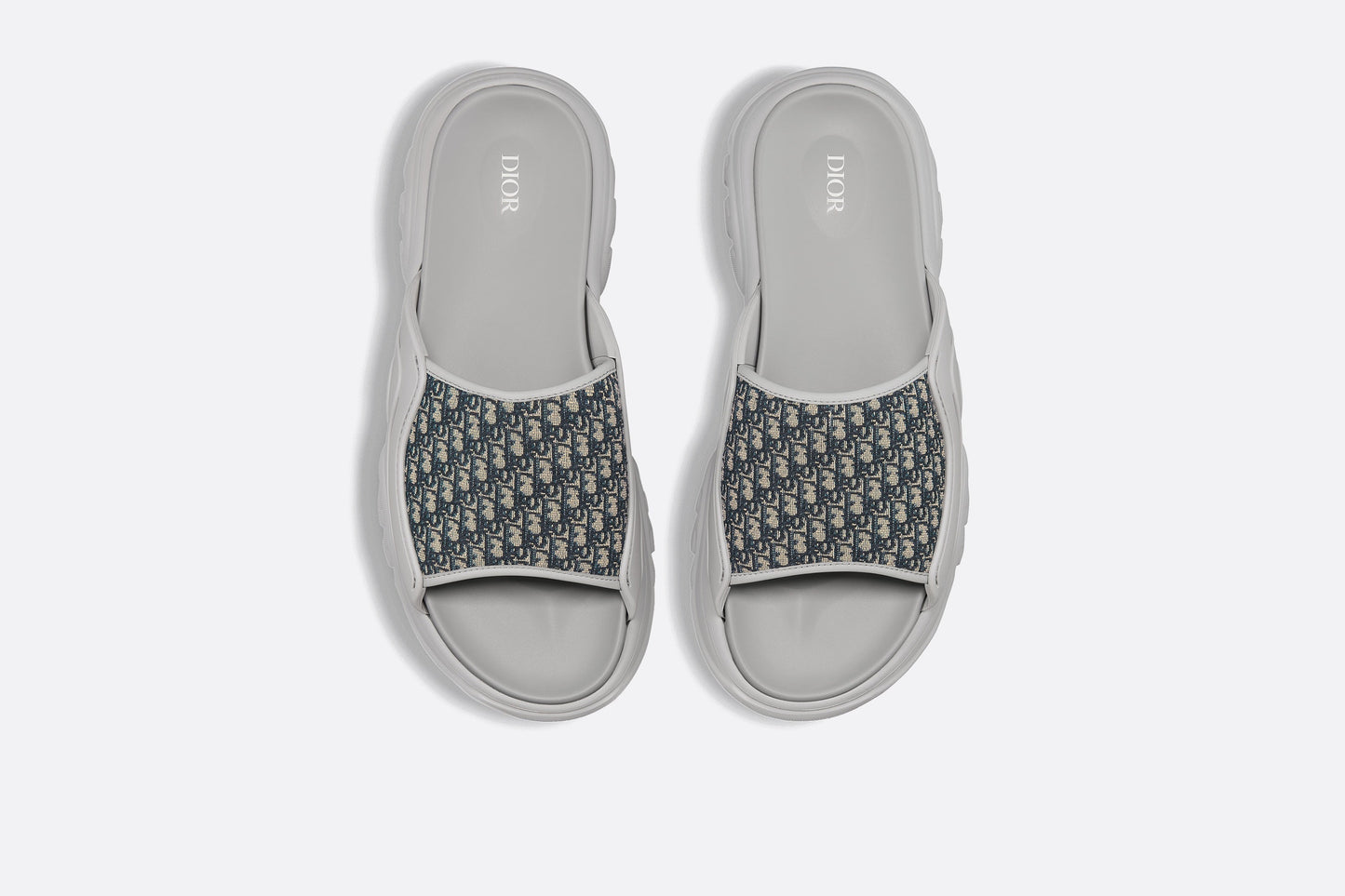 Dior H-Town Sandal • Gray Rubber with Beige and Black Dior Oblique Jacquard